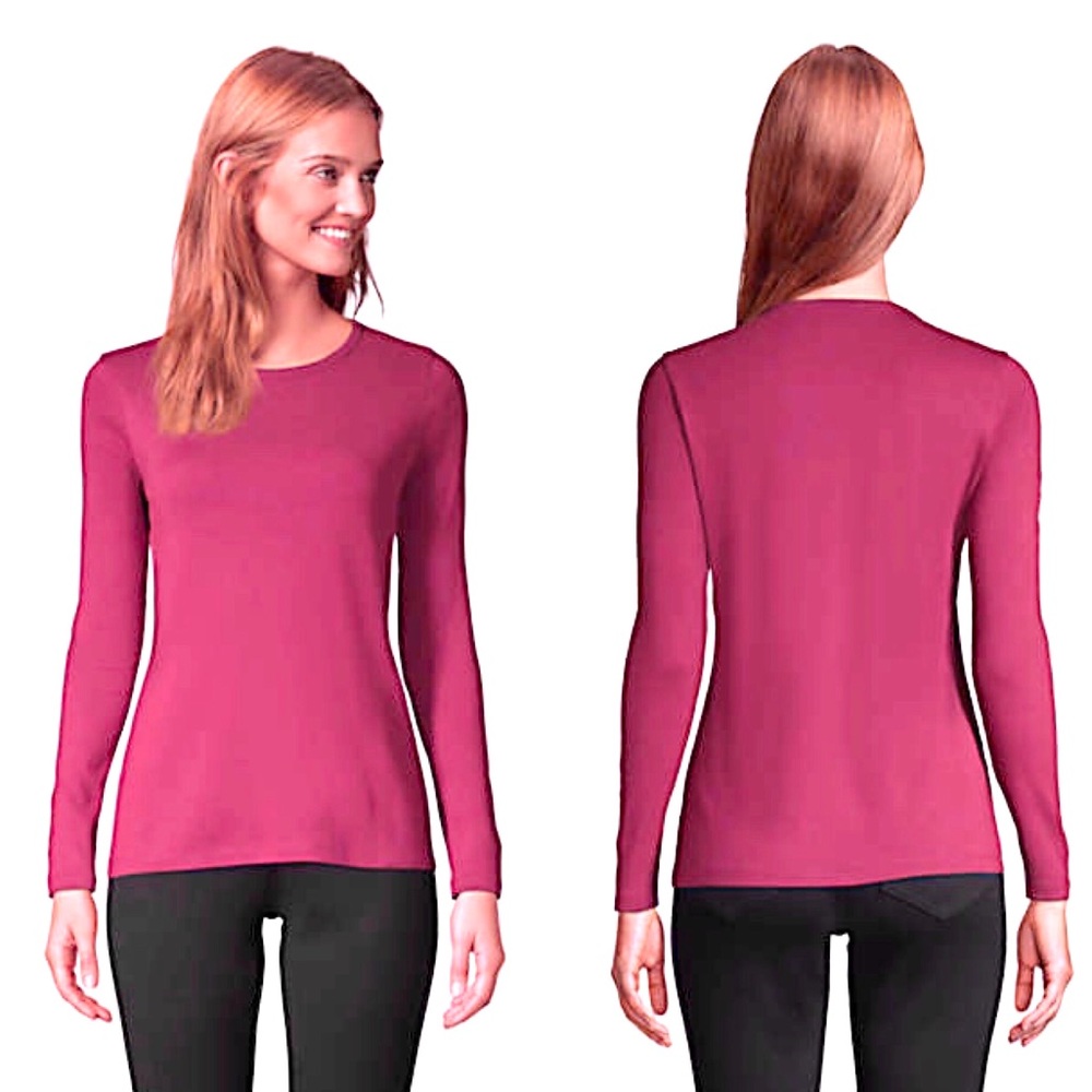 Land’s End Long Sleeve Crew Neck Tee (Pink)